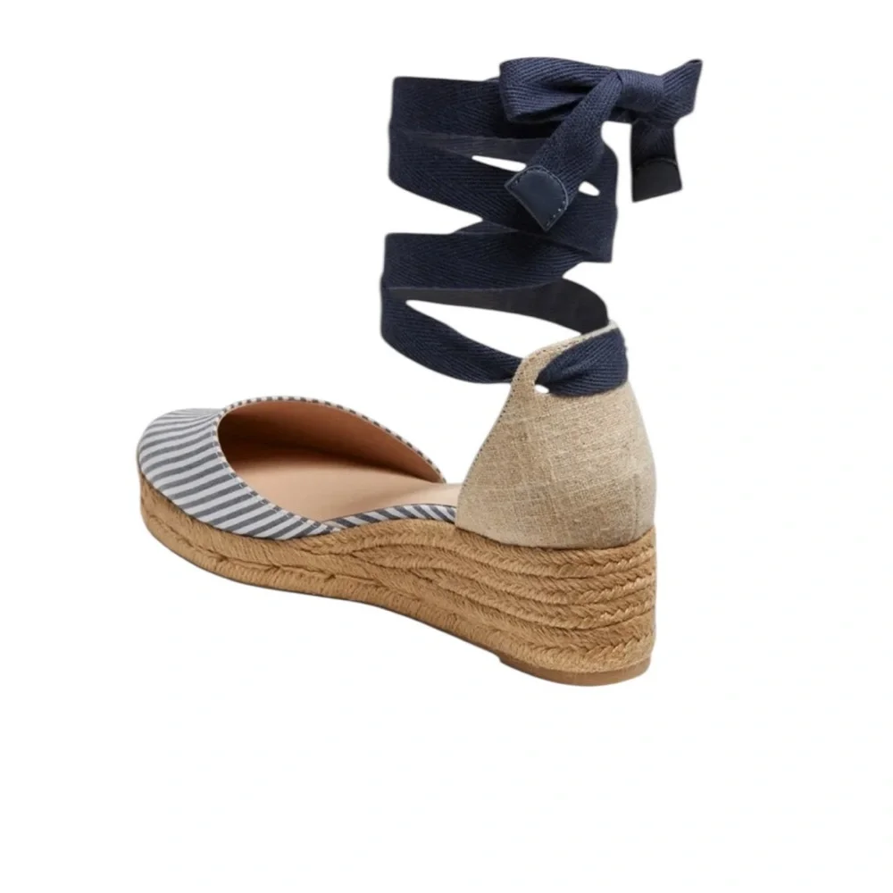 NEW Jack Rogers Espadrille Wedge Sandal Palmer Ankle Wrap Closed Toe Size 9.5